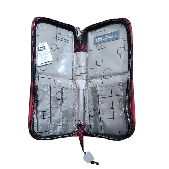 Lug Sleeper Foldable Brush Holder Quilted Buffalo Check Red & Black - Picture 2 of 9